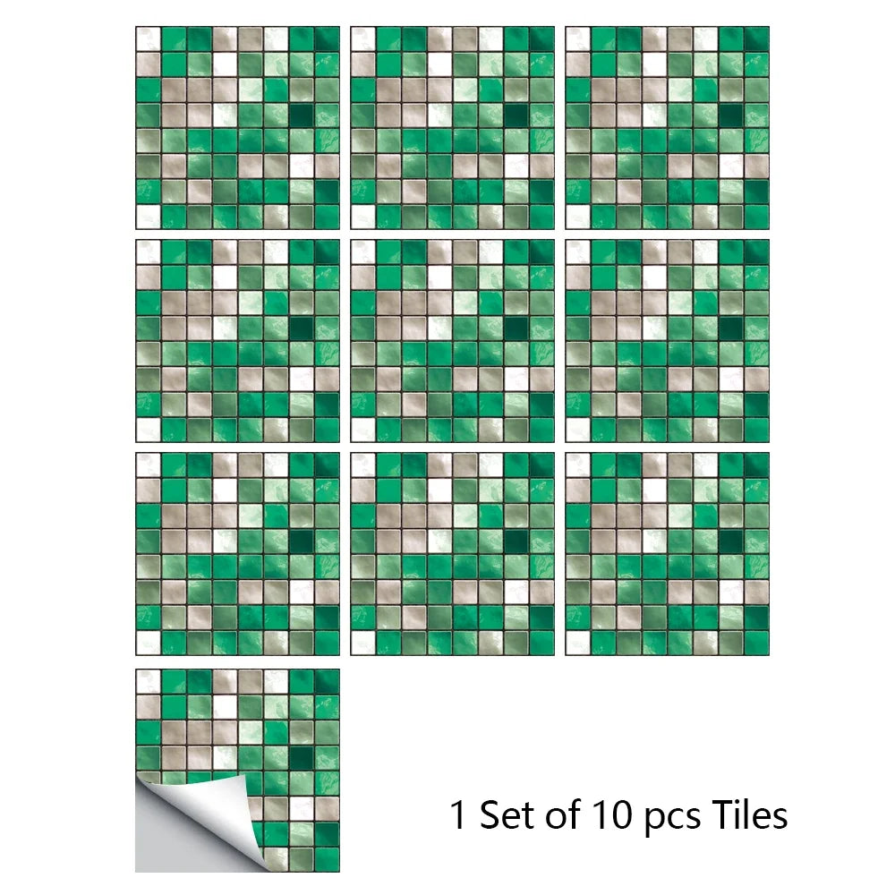 10 Miếng Dán Gạch Mosaic Tím Dán Dính 2D Cho Bếp Phòng Tắm