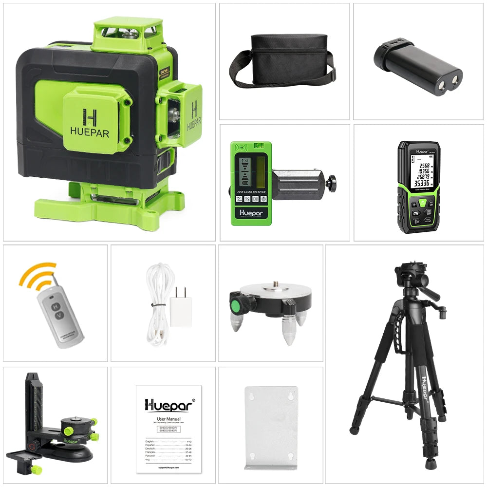 Huepar Laser 4D 16 Tia Cross Line Xanh Dieu Kien Tu Xa