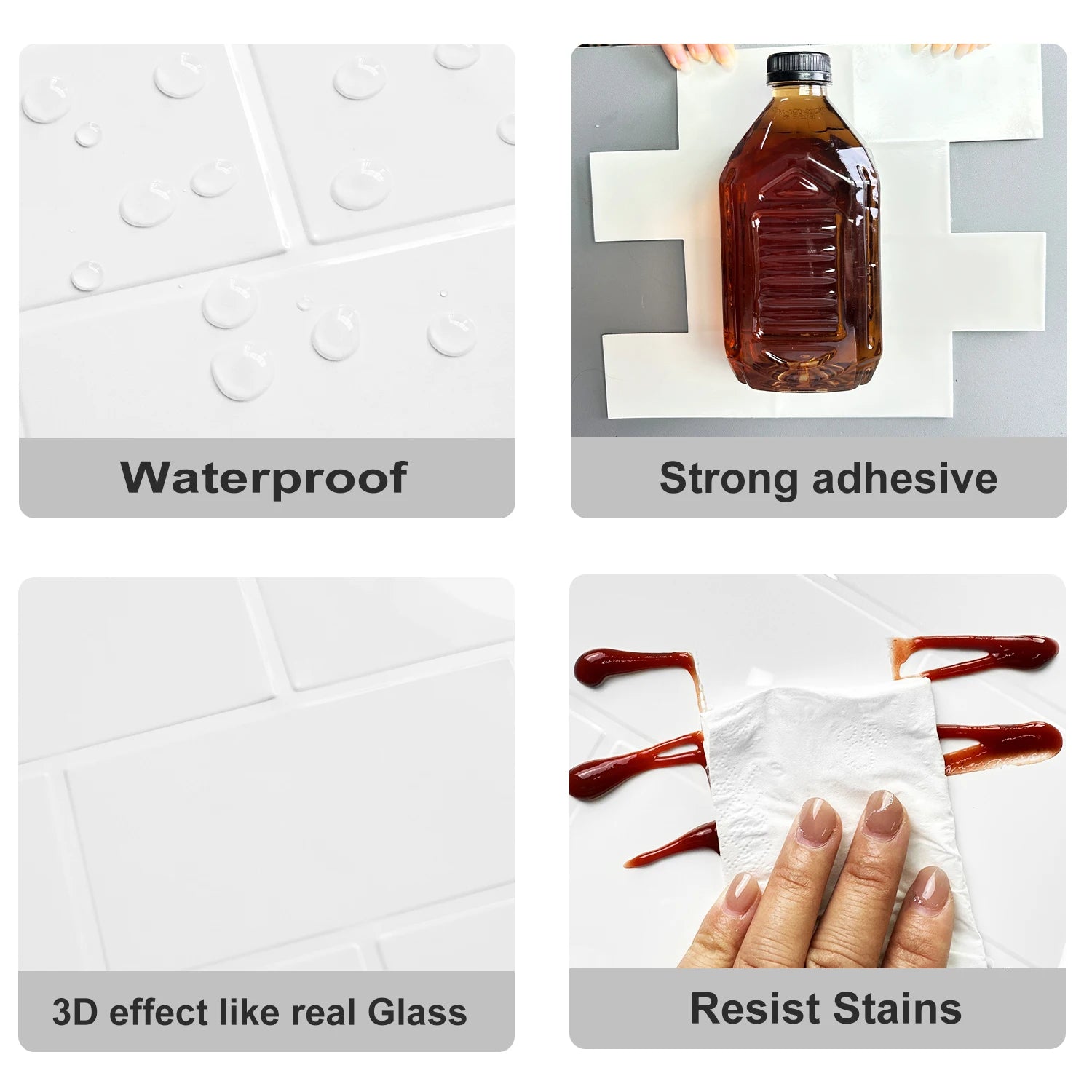 10 PCS Waterproof Brick Pattern 3D Textured Wall Panels DIY Tiles,Removable Self Adhesive Wall Tile Sticker Kitchen Bathroom