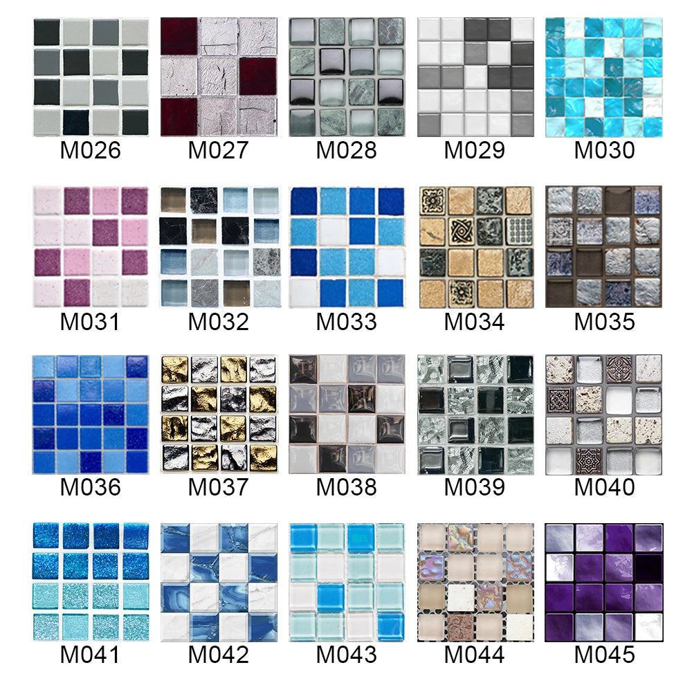 Bộ 10 Miếng Dán Gạch Mosaic Phẳng Dán Tường Bếp Phòng Tắm