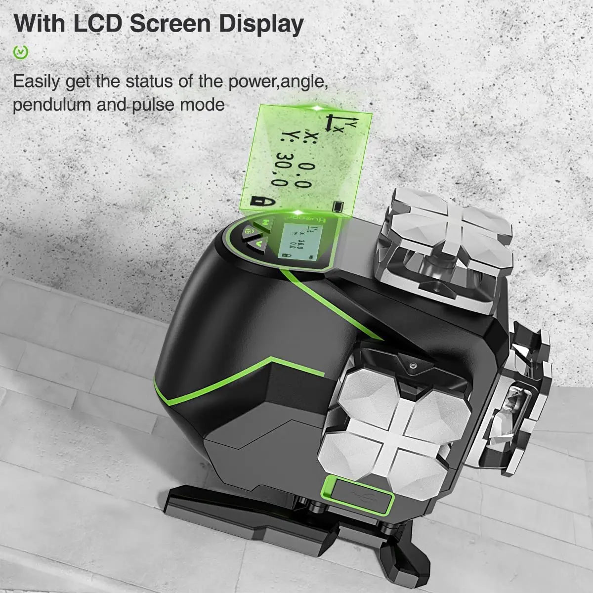 Huepar Laser Máy 4D 16 Dòng Tự Cân 360 Độ Màn LCD Bluetooth
