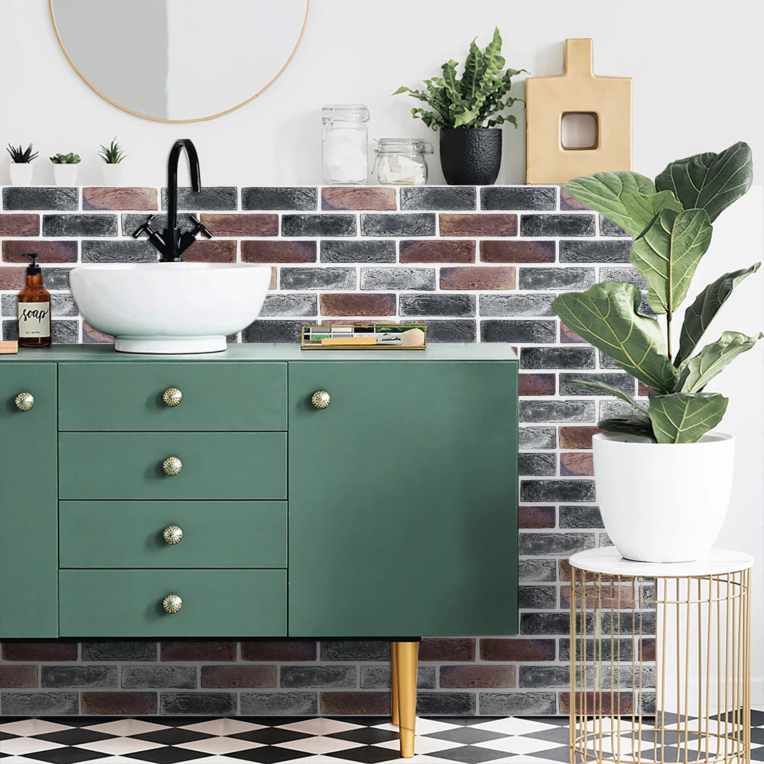 Dán Tường Gạch Retro Nổi Ghép Liền Chống Thấm Hiện Đại