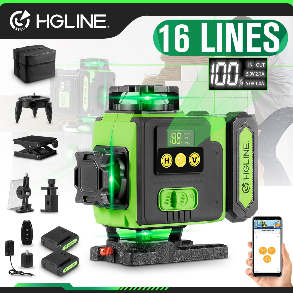 HGLINE May Can Laser 16 Dong 4D Dieu Kien 360Xanh 6000mAh
