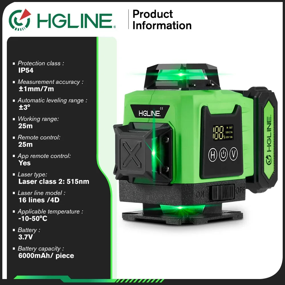 Cân Laser 16 Dòng 4D 360 Độ Ngang Dọc Pin Liion 6000mAh