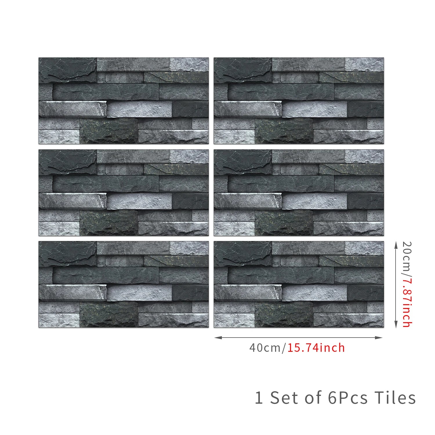 6 Bộ Dán Tường 3D Giả Gạch Đá 30x15cm Chống Thấm Dầu