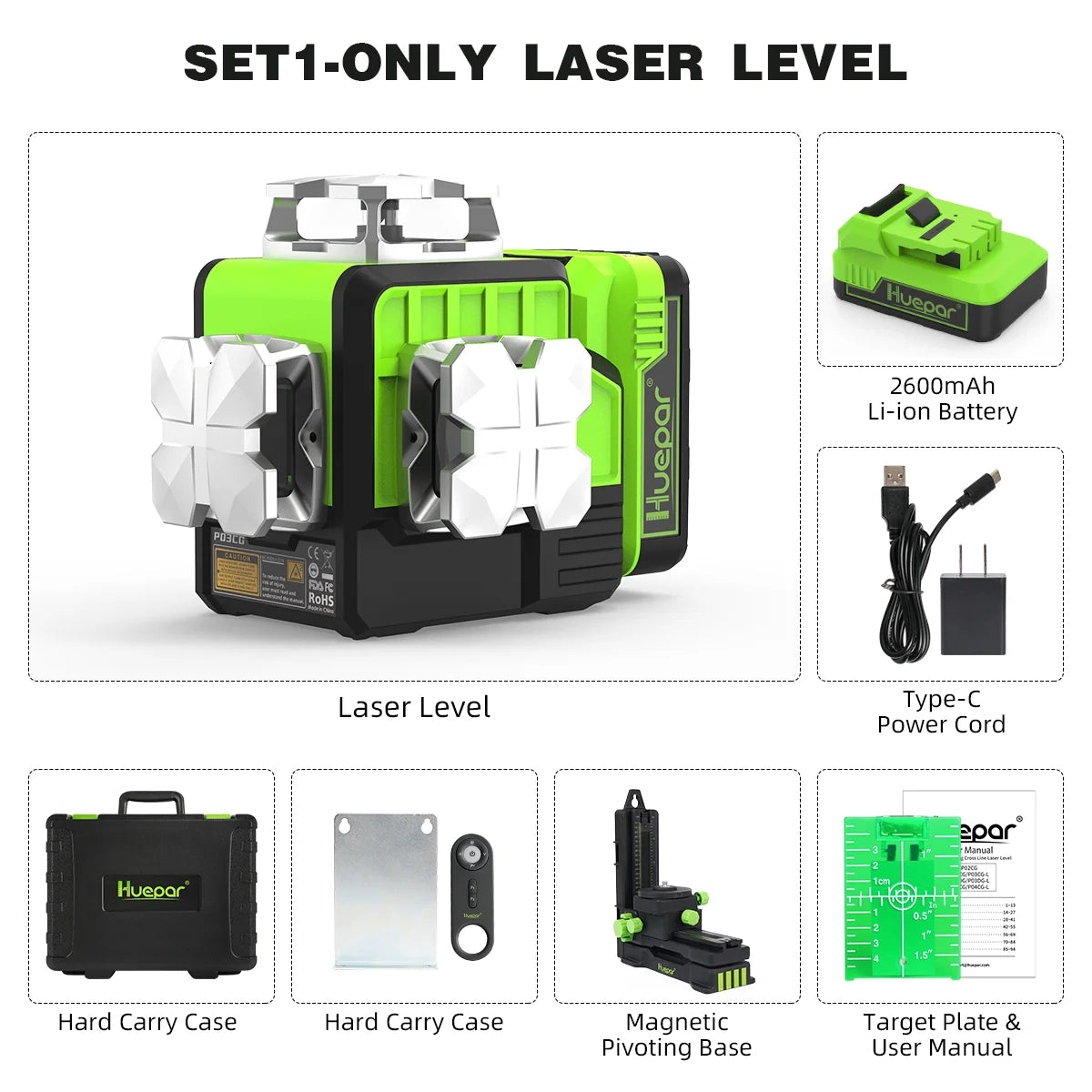 Huepar Máy Laser Xanh 3D 12 Dòng Điều Khiển Bluetooth P03