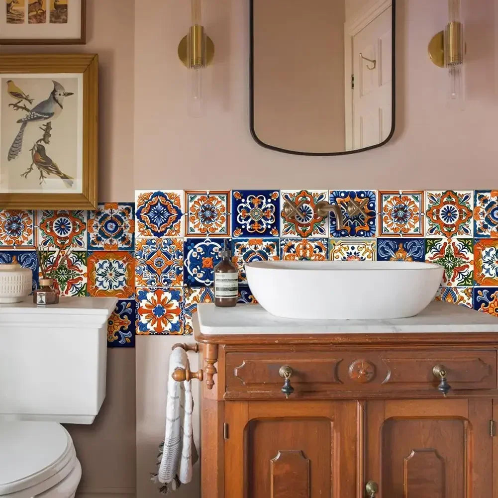 Dán Gạch Trang Trí Morocco 24 Miếng Họa Tiết Sáng Tạo Tường