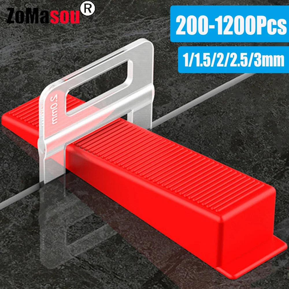 25-1200PCS Floor Tile Leveling System Clips Spacers Straps Tile Piler Wadge Ceramic Tile Laying Leveling Construction Tools