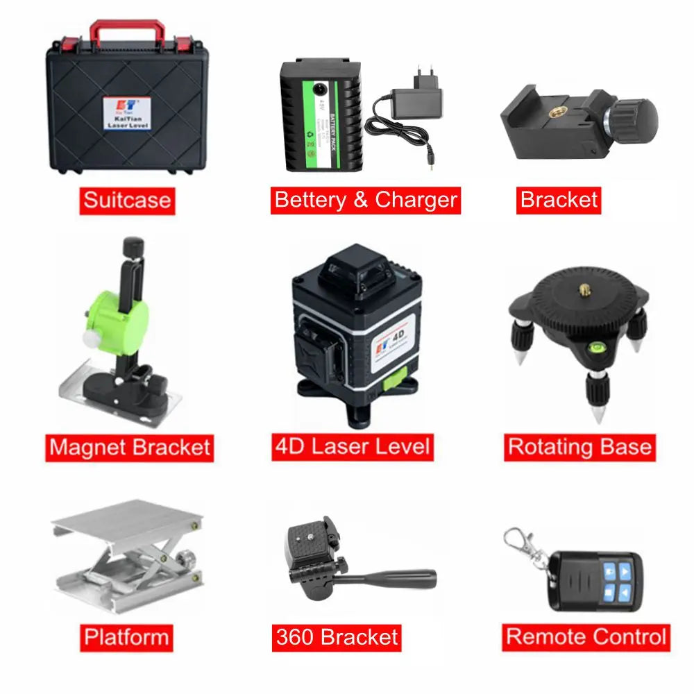 KaiTian Laser Nivel 360 Tự Cân Chân Tripod 16 Đường