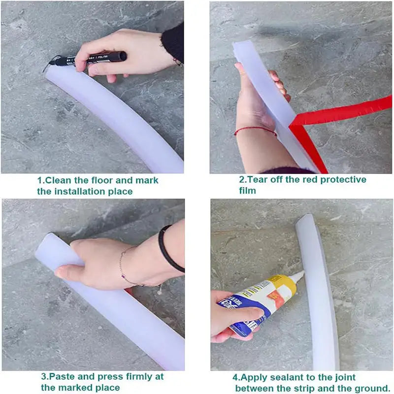 Water Waterstop Strip Barrier Bathroom Kitchen Floor Retaining Waterproof Barrier Bendable Countertop Water Blocking Strip