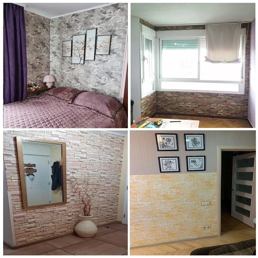 8/20pcs Foam 3D Brick Wall Stickers Adhesive Panel Home Decor Living Room Bedroom House Decoration Bathroom Waterproof Wallpaper