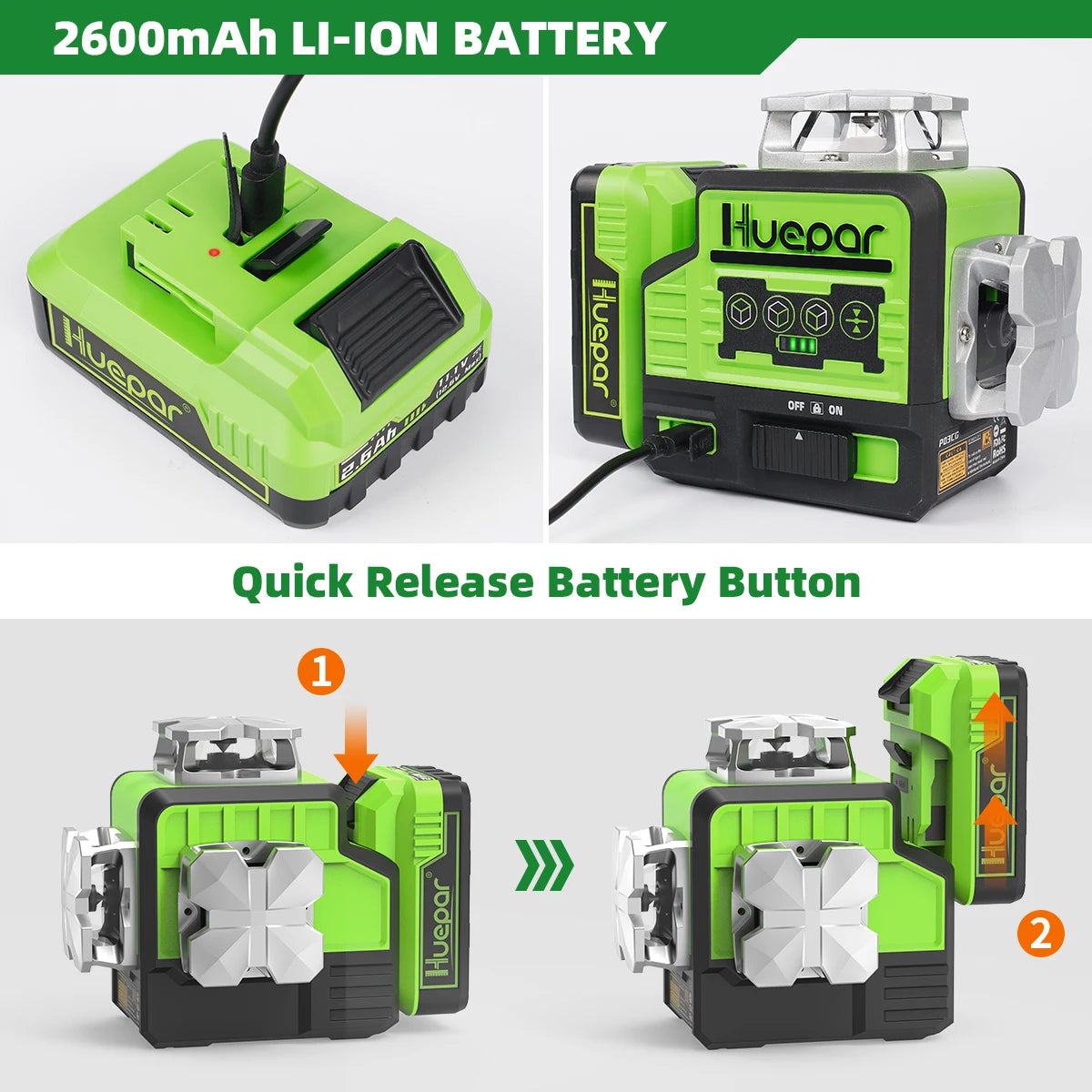 Huepar Máy Laser Xanh 3D 12 Dòng Điều Khiển Bluetooth P03