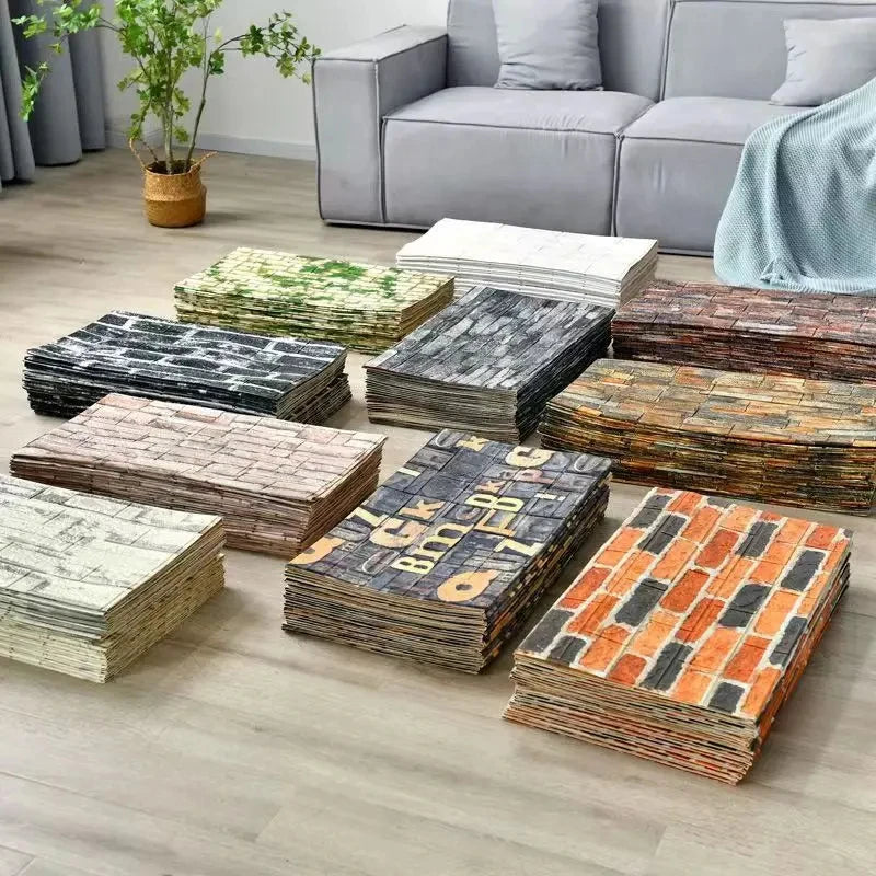 Giấy Dán Tường 3D Tự Dính Gạch Ốp Tường Phòng Khách