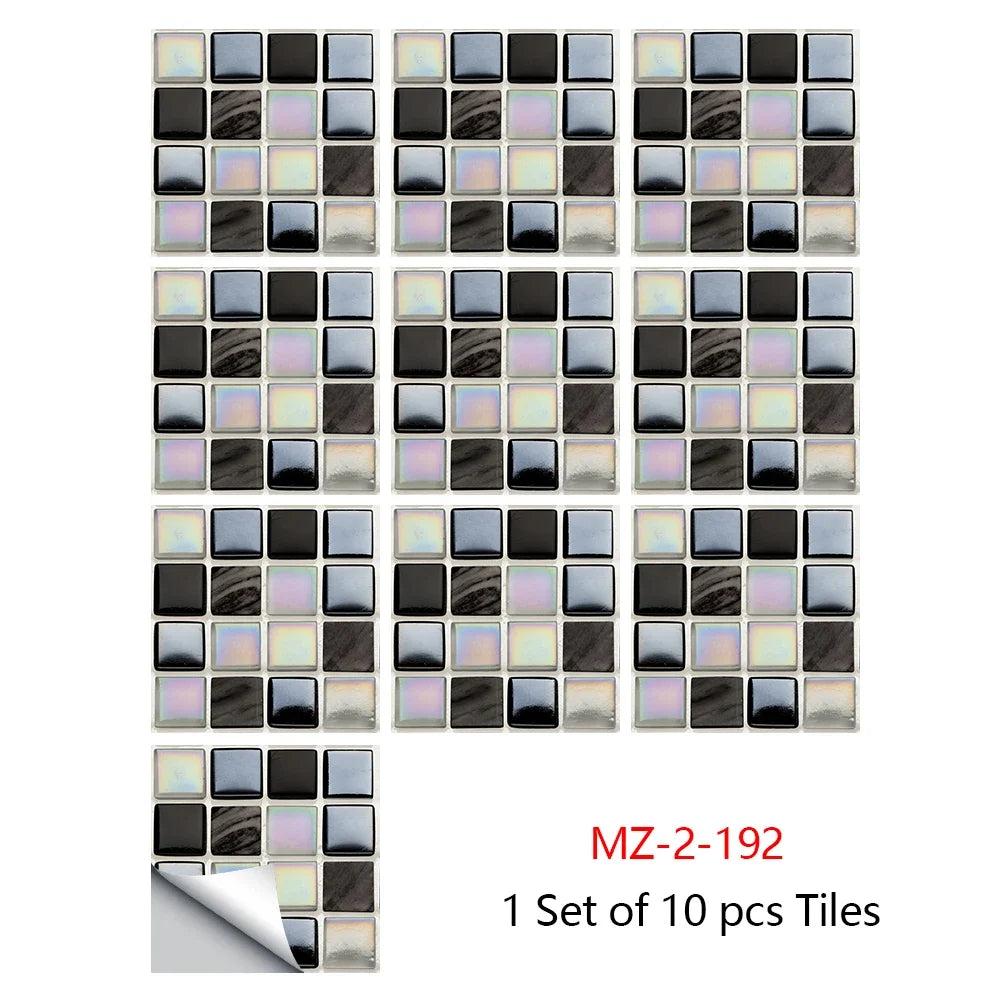 10 Miếng Dán Gạch Mosaic Tím Dán Dính 2D Cho Bếp Phòng Tắm