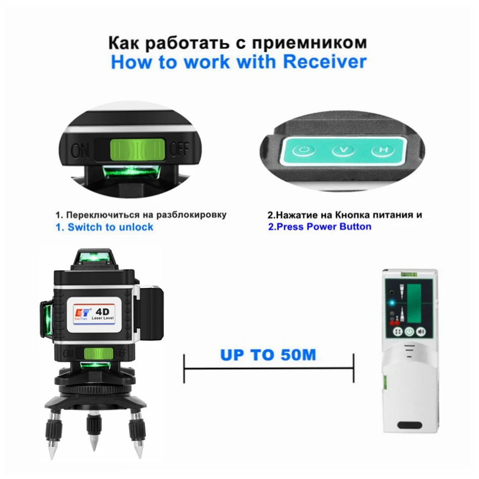 KaiTian Nivel Máy Laser 360 Tự Cân Với Tripod 16 Dòng