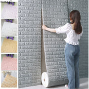Foam 3D Self adhesive Wall Stickers Imitation Brick Waterproof Wallpaper for Living Room Kitchen TV Backdrop Bedroom Decoration
