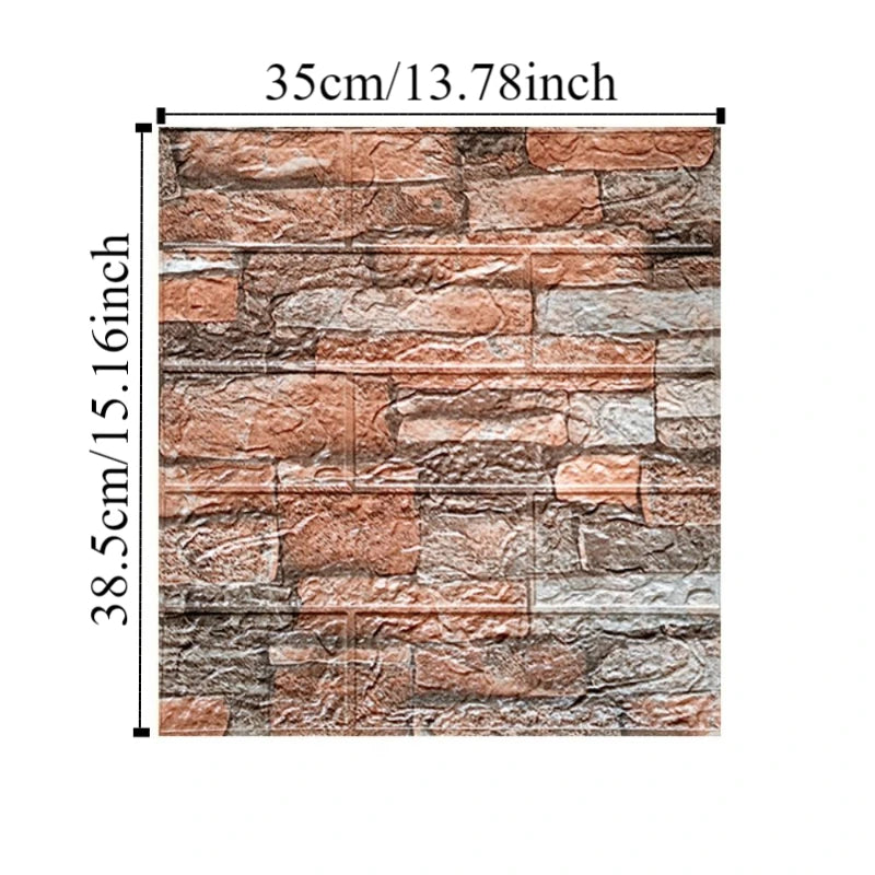Waterproof 3D Imitation Brick Wall Stickers DIY Peel and Stick Decorative Stickers 35*38.5CM Moisture-proof Background Wallpaper