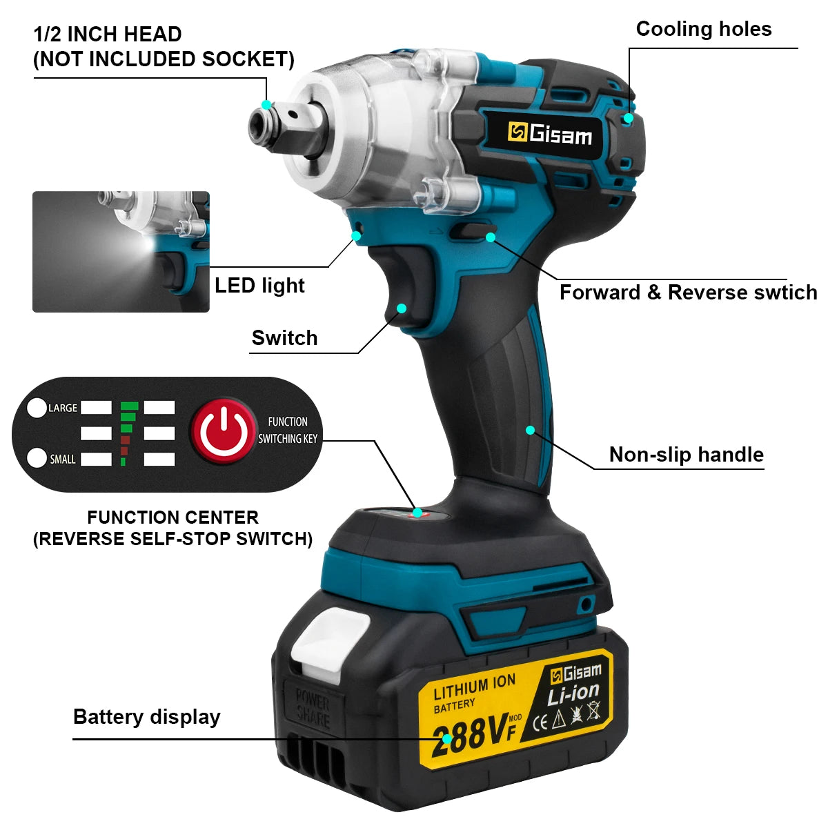Gisam Brushless Không Dây Máy Siết Bu Lông 320Nm 18V Makita