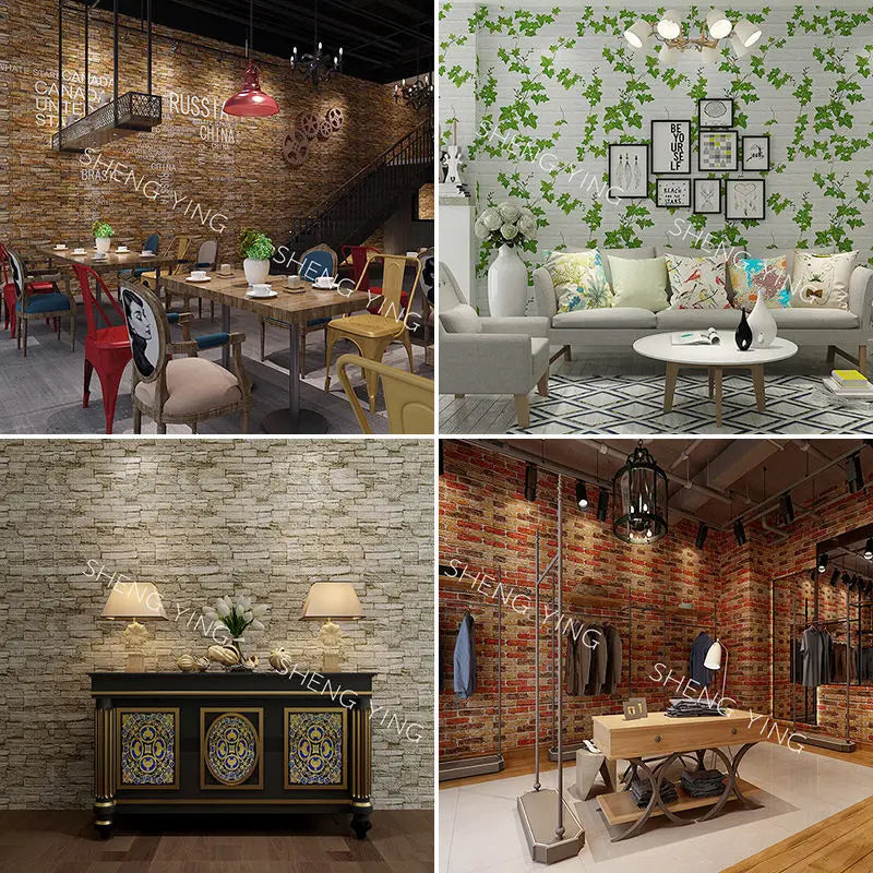 70cm*1m 3D Self-Adhesive decor Wallpaper Continuous Waterproof Brick Wall Stickers Living Room Bedroom old wall Home Decoration