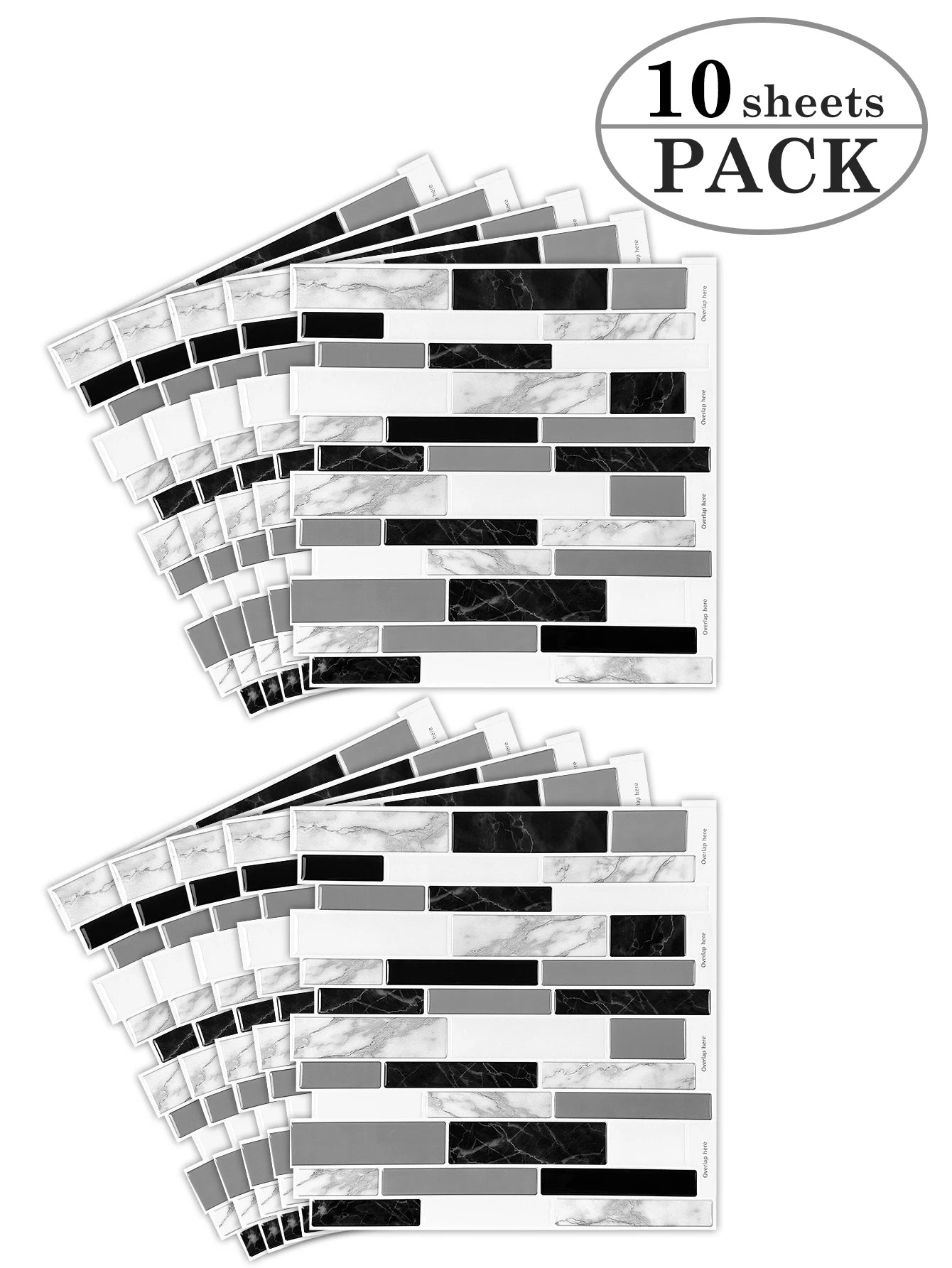 10 Sheets Kitchen & Bathroom Wall Stickers 3D Wall Tiles Peel and Stick Vinyl Wallpaper Modern Home Decor