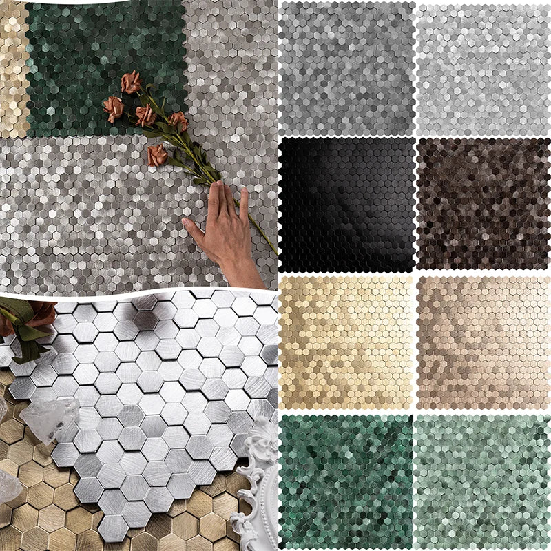 Dán Tường Mosaic Gạch Lục Giác Nhôm Nhựa Tự Dính Chịu Ẩm