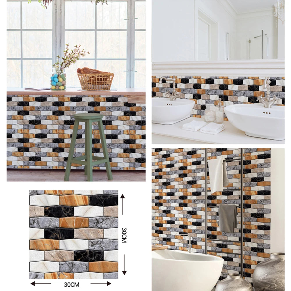 Self Adhesive Tile Wall Sticker Home Decor 3D PVC Brick Sticker Wall Decor For Kitchen Cupboard Bathroom Waterproof Wallpaper