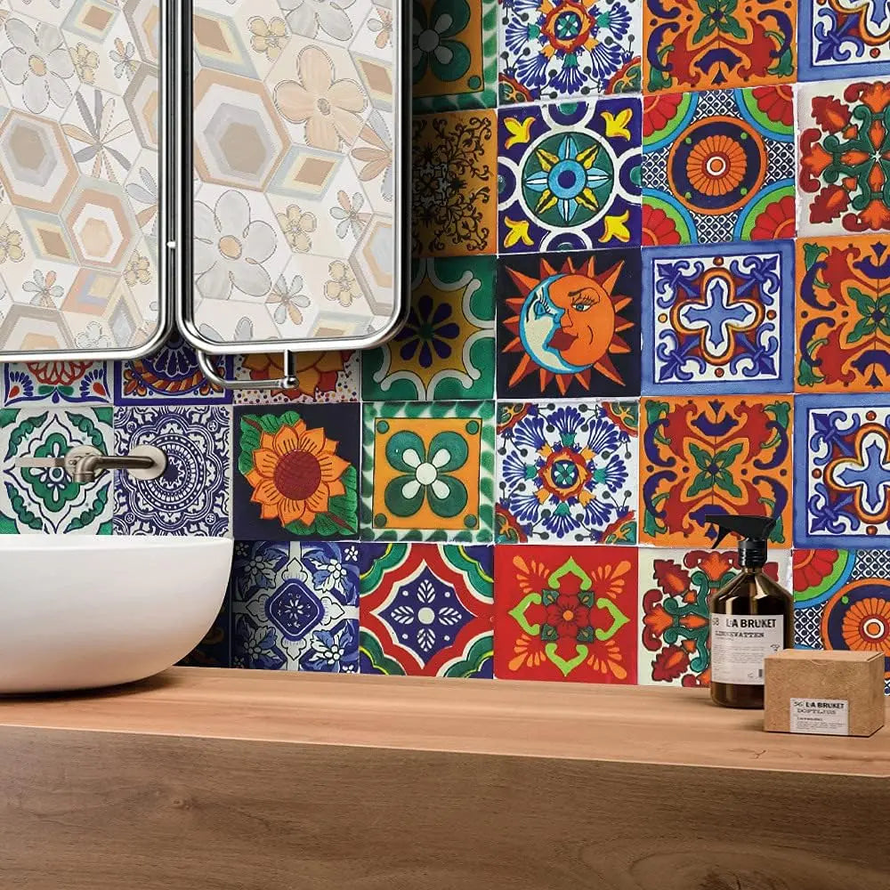Dán Gạch Dính Tường Phòng Tắm Chống Thấm PVC Mosaic Retro