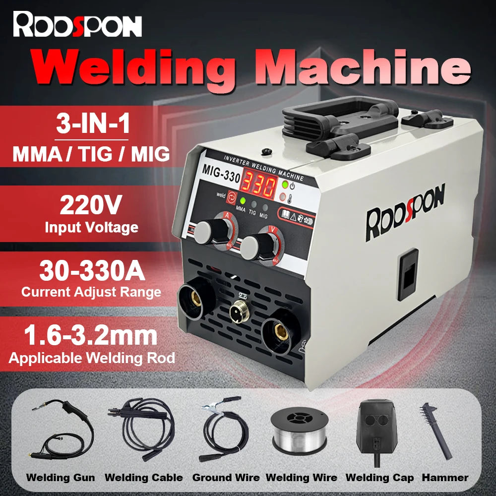 Máy RDDSPON 3 Trong 1 MIG TIG MMA Inverter 330A Không Gas