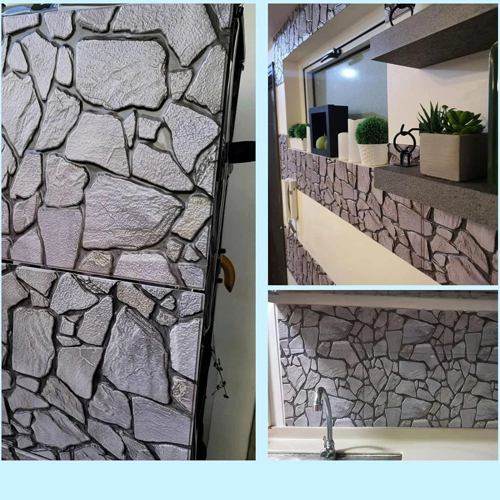 Self Adhesive Tile Wall Sticker Home Decor 3D PVC Brick Sticker Wall Decor For Kitchen Cupboard Bathroom Waterproof Wallpaper