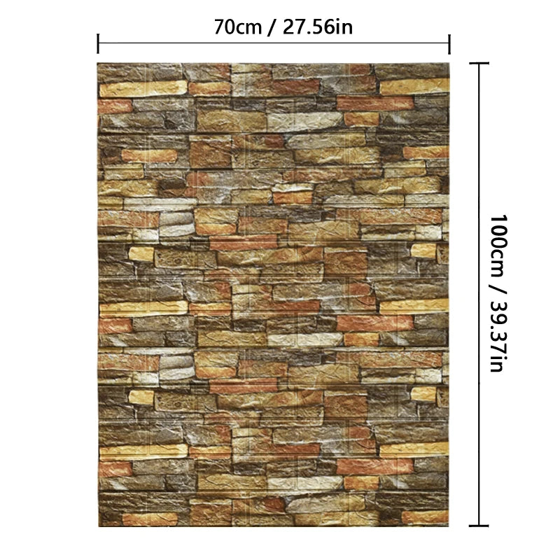 70cm*1m  3D Brick Pattern Wall Panels Wallpaper DIY Waterproof for Living Room Bedroom Kitchen Background Wall Decoration