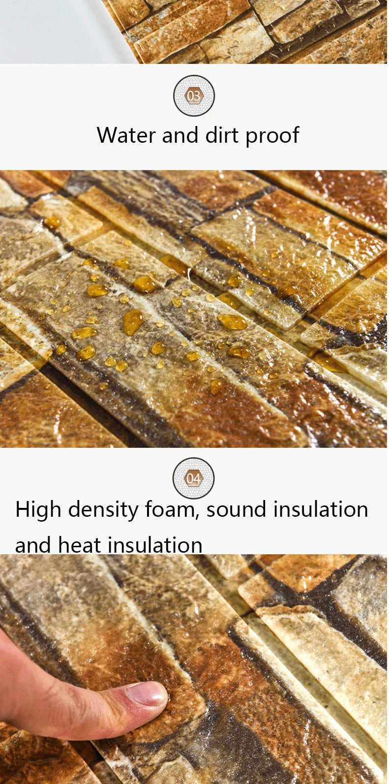 70cm*1m 3D Self-Adhesive decor Wallpaper Continuous Waterproof Brick Wall Stickers Living Room Bedroom old wall Home Decoration