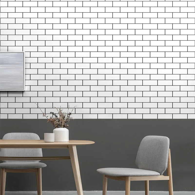 White Brick Adhesive Wall Wallpaper Waterproof and Oil Resistant Kitchen Cabinets Wallpaper High Temperature Resistance 40cm