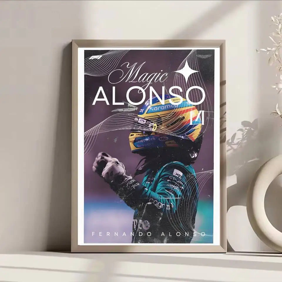Poster F1 Fernando Alonso Dán Dính Bền Dán Tường Sang Trọng