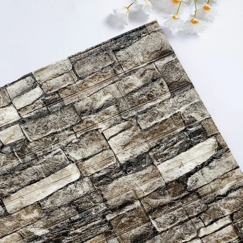 Foam 3D Self adhesive Wall Stickers Imitation Brick Waterproof Wallpaper for Living Room Kitchen TV Backdrop Bedroom Decoration