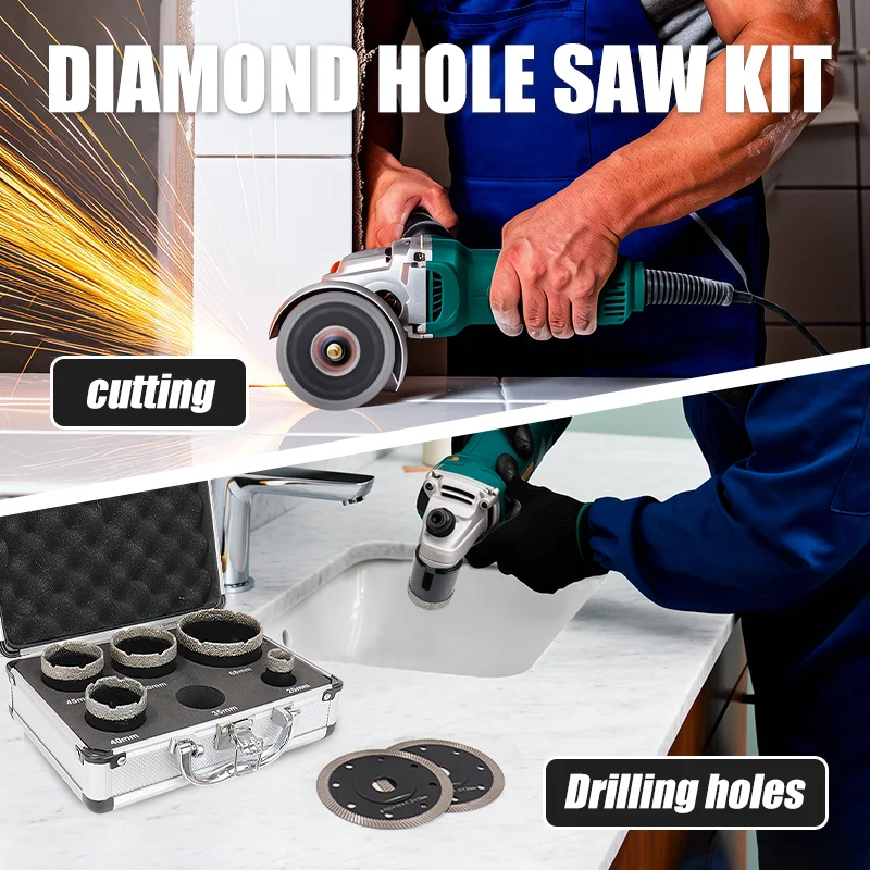 Bộ Mũi Cắt Lỗ Kim Cương M14 Cho Máy Mài Góc 7 Mảnh
