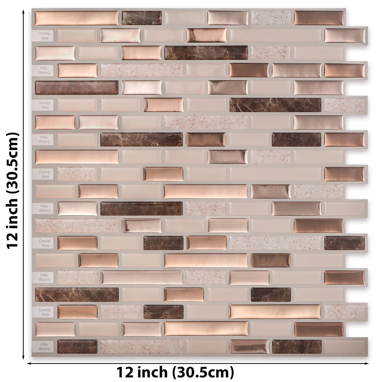Dán Tường Backsplash 3D Metro Hiện Đại 12x12 Inch Tự Dính