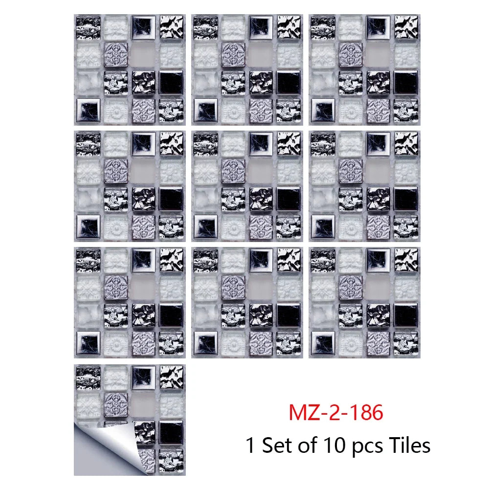 10 Miếng Dán Gạch Mosaic Tím Dán Dính 2D Cho Bếp Phòng Tắm