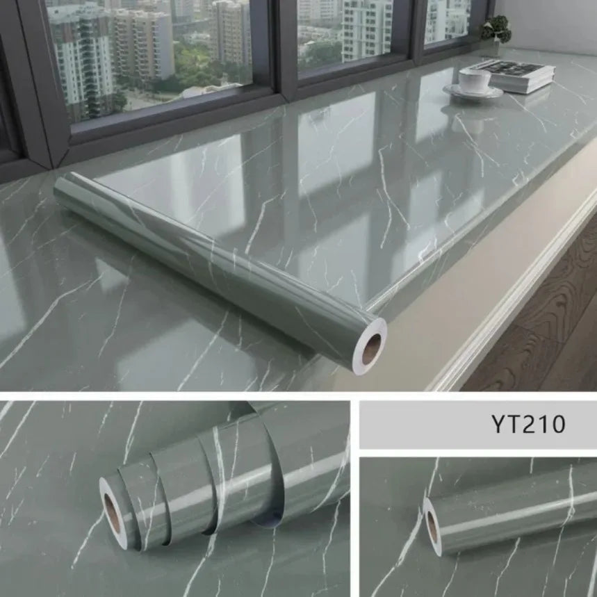 Modern Waterproof Marble Wallpaper Self Adhesive Foil Mould Proof Stickers for Kitchen High Temperature Resistant Wall Decor