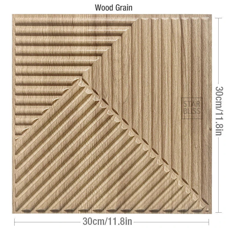 30x30cm 3D wall sticker decorative ceiling living room Wood grain wallpaper waterproof 3D Wall panel mold bathroom kitchen Hotel