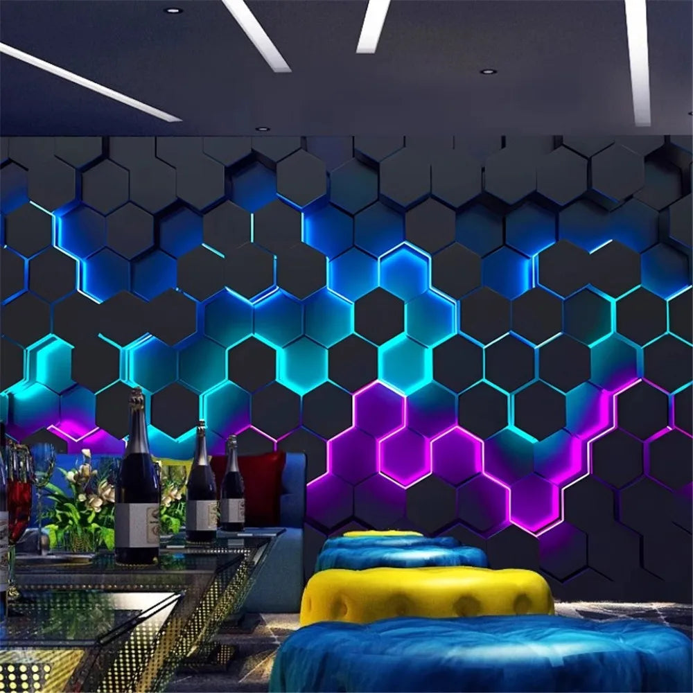 Giay Dan Tuong 3D Geometric Danh Cho Barber Shop Van Phong
