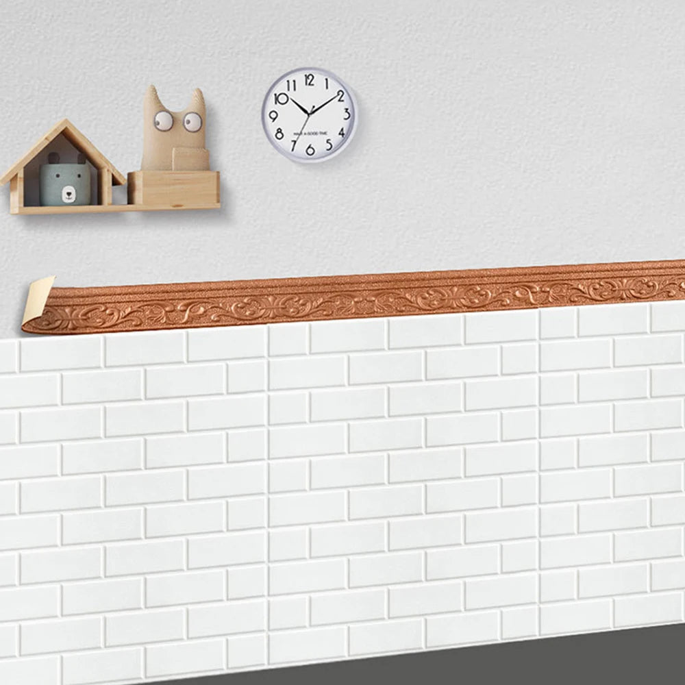 10m/2.3M 3D Wall Trim Line Skirting Border Self Adhesive Waterproof Baseboard Wallpaper Wall Sticker for Room Home Decoration