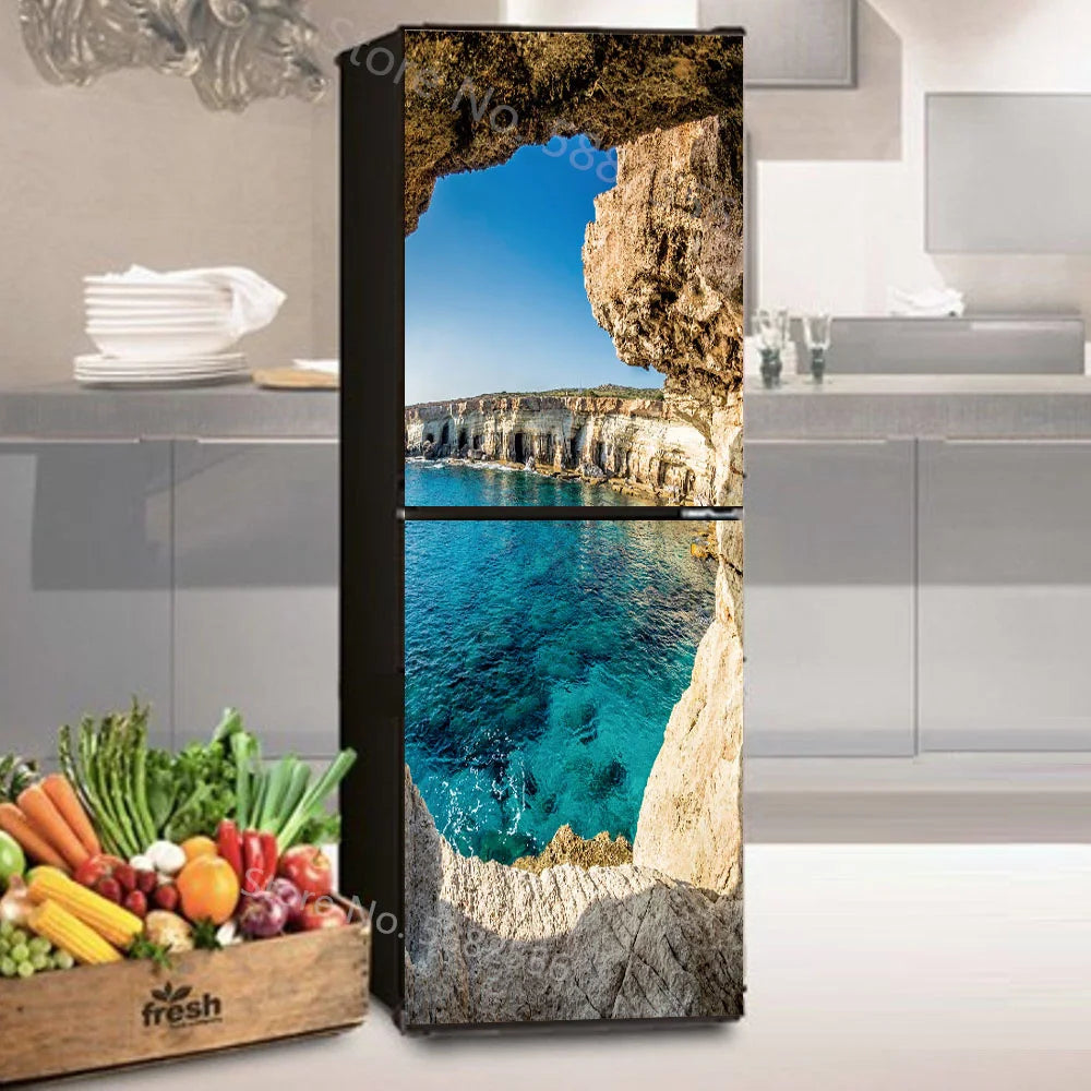 28 Styles For Choice Wood Grain Retro Refrigerator Sticker Peel & Stick Waterproof Double Door Freezer Cupboard Decor Art Mural