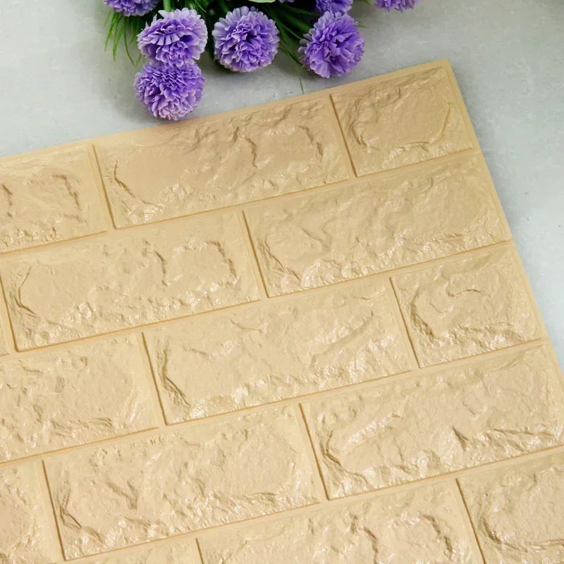 Foam 3D Self adhesive Wall Stickers Imitation Brick Waterproof Wallpaper for Living Room Kitchen TV Backdrop Bedroom Decoration