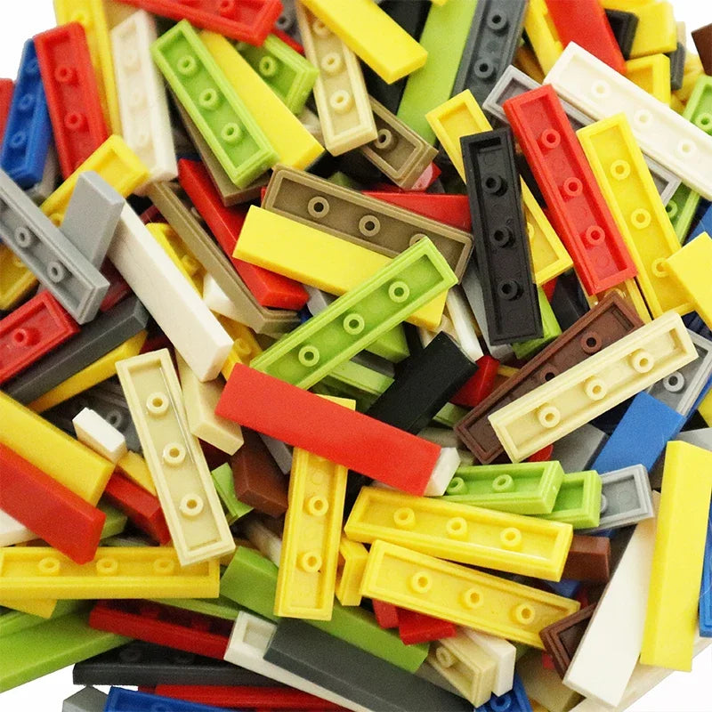 200PCS Size 1x4 Bricks Flat Tile MOC Assemble Particles 2431 Smooth 1*4 Building Blocks DIY Educational Creative Toy for Kids