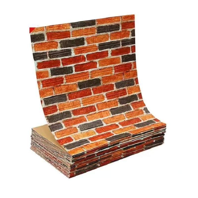 70cm*1m 3D Self-Adhesive decor Wallpaper Continuous Waterproof Brick Wall Stickers Living Room Bedroom old wall Home Decoration