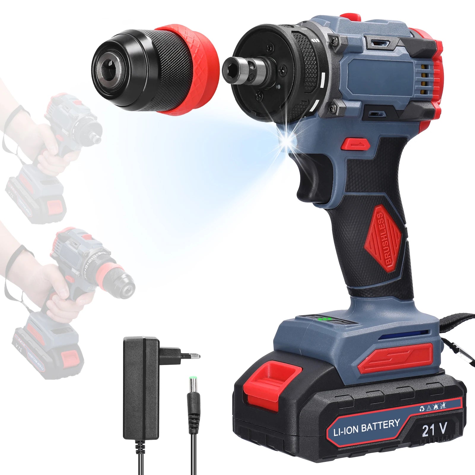 Khoan Điện 21V 2 Trong 1 Vặn Vít Không Dây 55 Nm Hiệu Quả