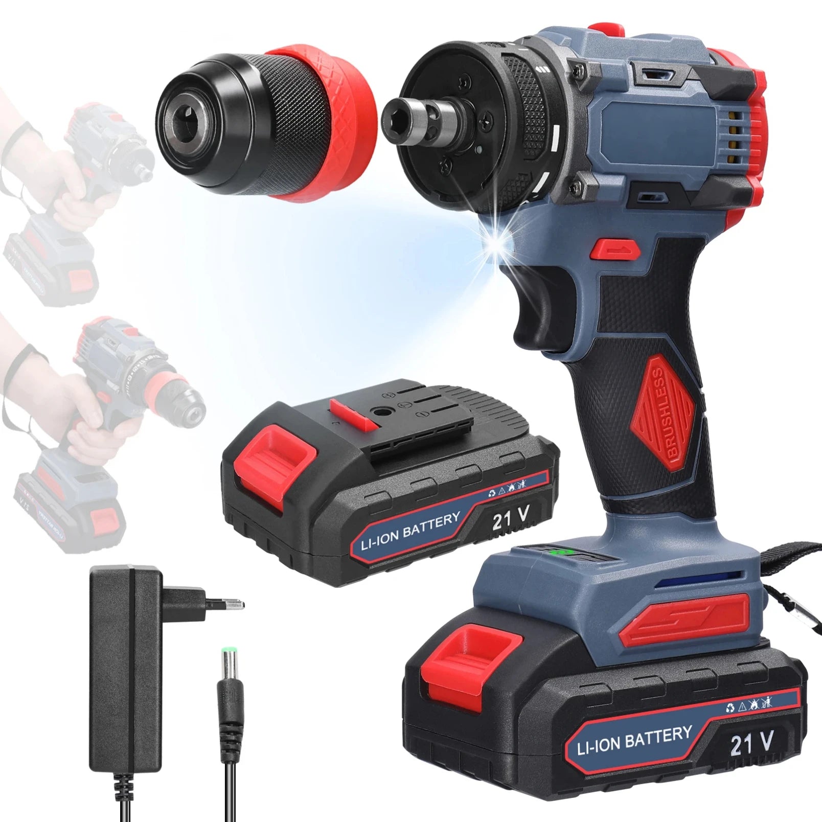 Khoan Điện 21V 2 Trong 1 Vặn Vít Không Dây 55 Nm Hiệu Quả