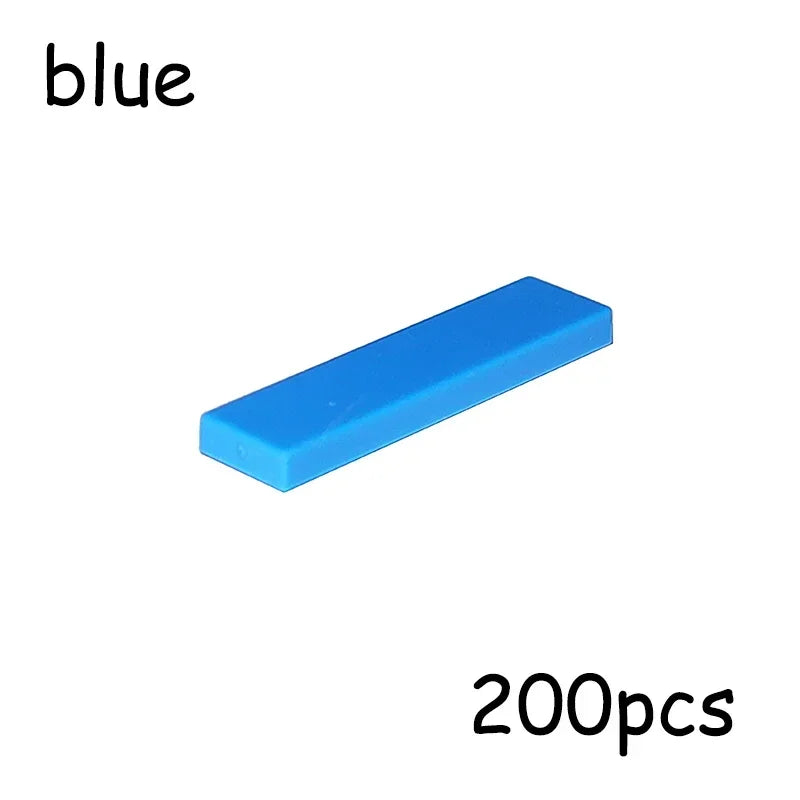 200PCS Size 1x4 Bricks Flat Tile MOC Assemble Particles 2431 Smooth 1*4 Building Blocks DIY Educational Creative Toy for Kids