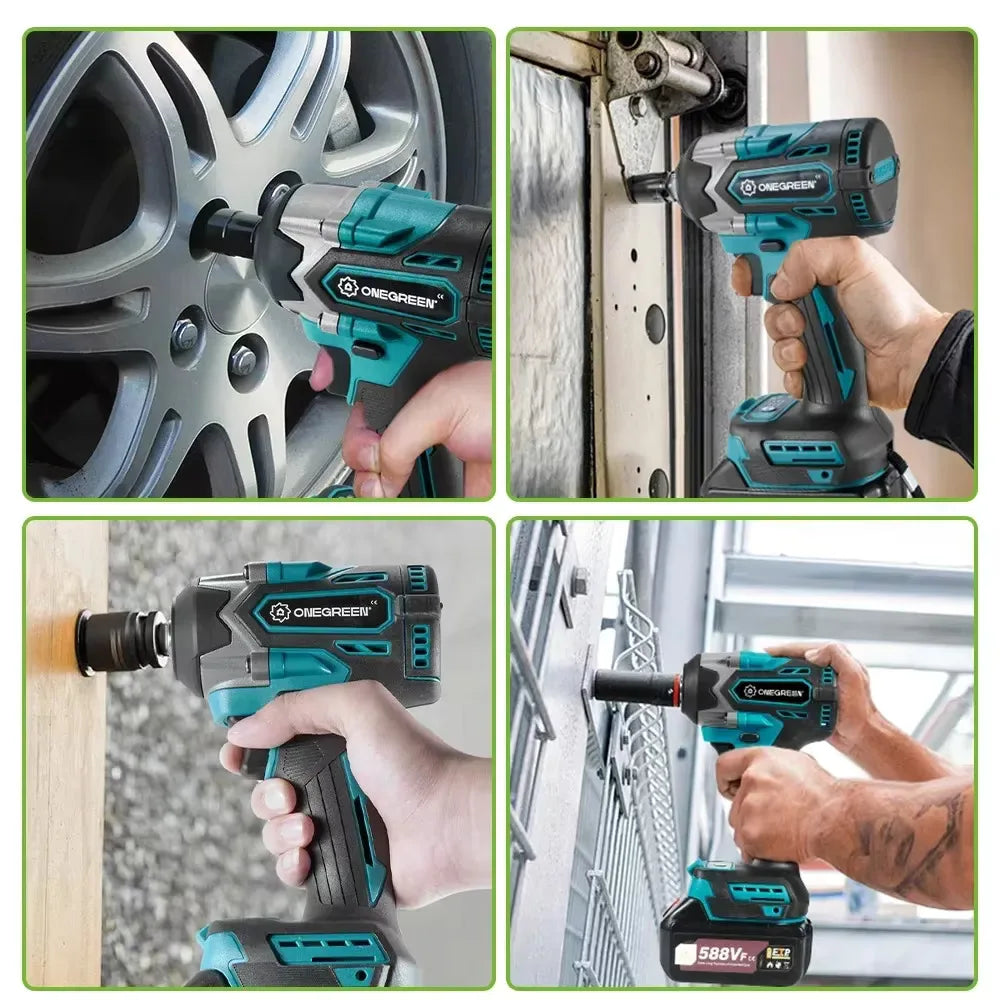 ONEGREEN Cờ Lê Đập Điện Không Dây 1/2 Inch 1000 Nm Brushless
