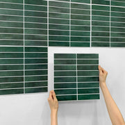 1/10pcs 3D Tile Sticker Self-adhesive Green Tile Backsplash Bathroom Wall Tile Sticker, Water and Mold Resistant, 30x30cm